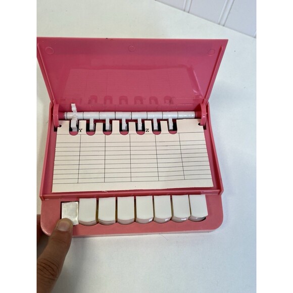 Vtg MCM Push Button Phone Index Pink Plastic Case.Only 1 page.‎ Cute Desk Decor - Picture 2 of 6